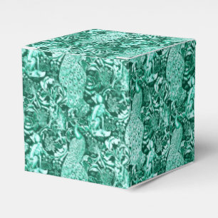 Art Nouveau Peacock Print, Turquoise and Aqua Favor Box