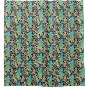 Art Nouveau Peacock Print, Turquoise & Neutrals