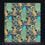 Art Nouveau Peacock Print, Turquoise & Neutrals Binder<br><div class="desc">Art nouveau pattern based on a vintage William Morris tapestry inspired fabric depicting a forest scene with peacocks,  hares and foxes,  digitally rendered in turquoise,  greens,  browns and a black background for the look of a traditional tapestry</div>