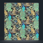 Art Nouveau Peacock Print, Turquoise & Neutrals Binder<br><div class="desc">Art nouveau pattern based on a vintage William Morris tapestry inspired fabric depicting a forest scene with peacocks,  hares and foxes,  digitally rendered in turquoise,  greens,  browns and a black background for the look of a traditional tapestry</div>