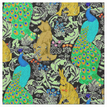 Art Nouveau Peacock Print, Turquoise & Neutrals