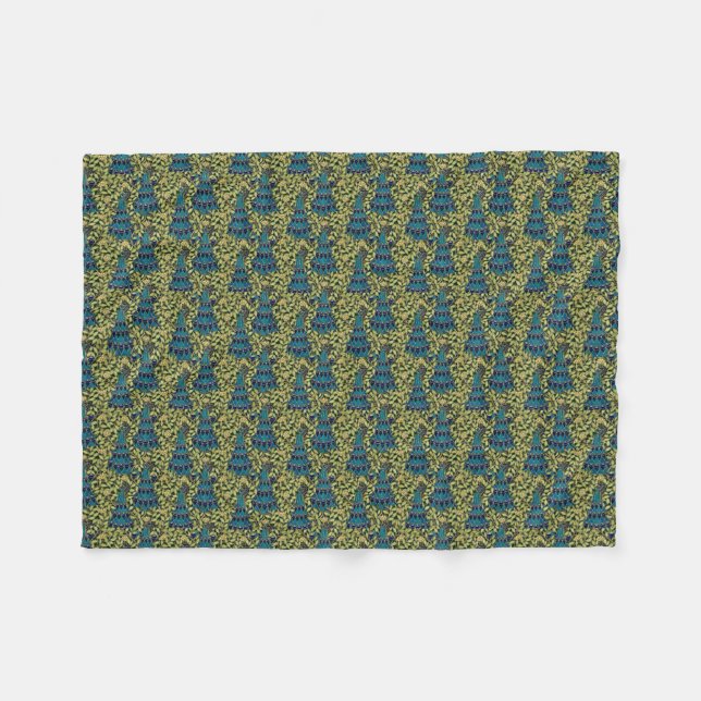 Art Nouveau Peacock Seamless Pattern | Vintage  Fleece Blanket (Front (Horizontal))