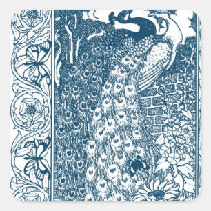 Art Nouveau Peacock Square Sticker