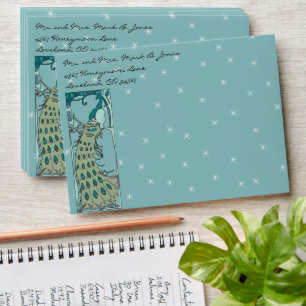 Art Nouveau Peacock Wedding Envelopes