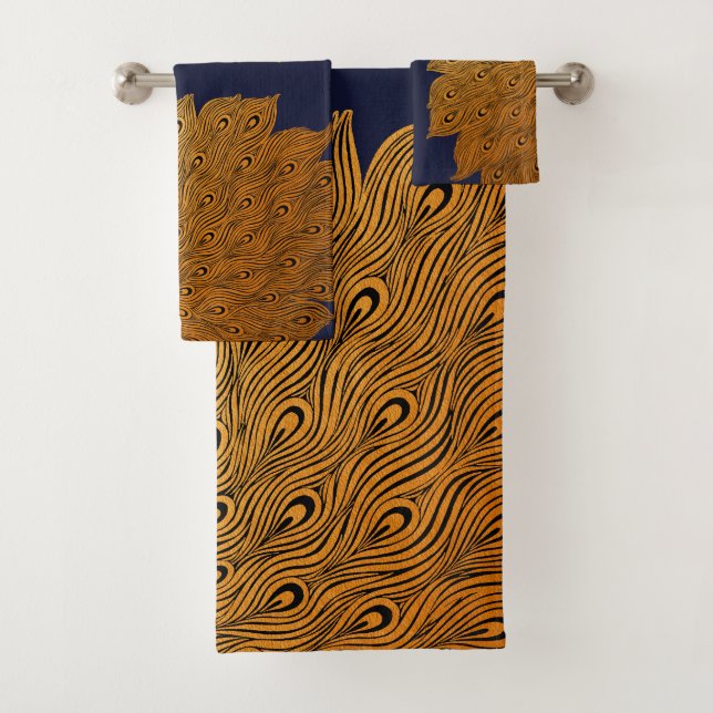 Art Nouveau Peacock Will Bradley Bath Towel Set (Insitu)