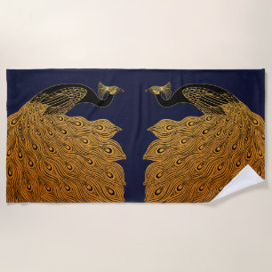 Art Nouveau Peacock Will Bradley Beach Towel
