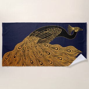Art Nouveau Peacock Will Bradley Beach Towel
