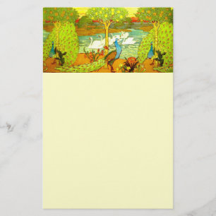 Art Nouveau Peacocks and Swans Stationery