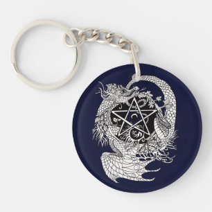 Art Nouveau Pentacle Dragon~keychain Keychain