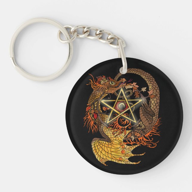 Art Nouveau Pentacle Dragon~porte - clé (Devant)