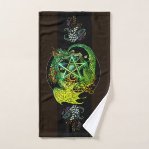 Art Nouveau Pentacle Dragon  Shower Curtain Bath Towel Set