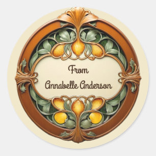 Art Nouveau Personalize Classic Round Sticker