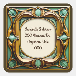 Art Nouveau Personalize Square Sticker