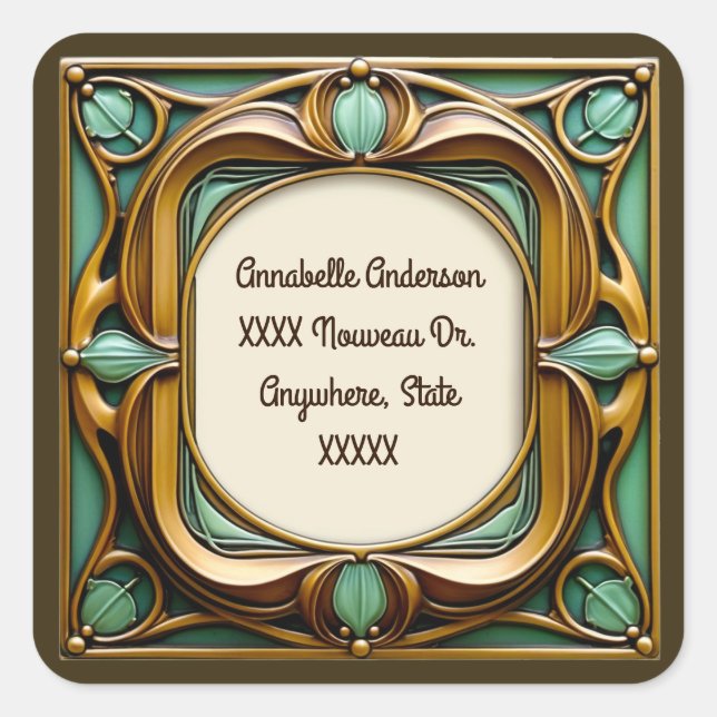 Art Nouveau Personalize Square Sticker (Front)