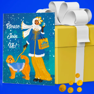 Art Nouveau Personalized Hanukkah Invitation 