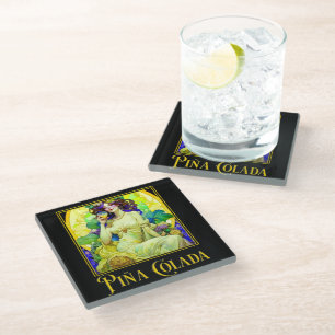 Art Nouveau Pina Colada Glass Coaster