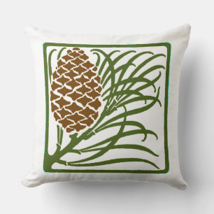 Art Nouveau Pine Cone Throw Pillow