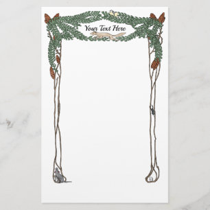 Art Nouveau Pine Cones Nature Themed Stationery