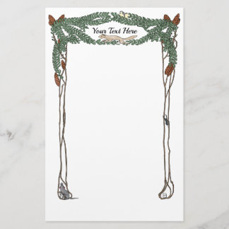 Art Nouveau Pine Cones Nature Themed Stationery
