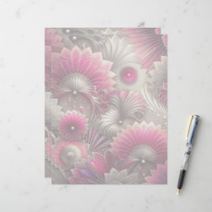 Art Nouveau Pink and Silver Fans