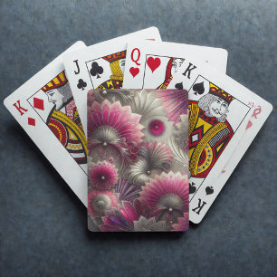 Art Nouveau Pink and Silver Fans Playing Cards