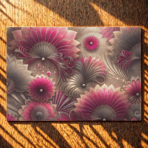 Art Nouveau Pink and Silver Fans Tissue Paper