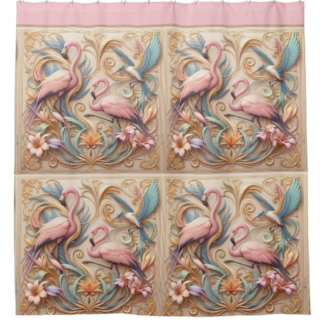 Art Nouveau Pink Flamingos Against Floral Pattern (Front)