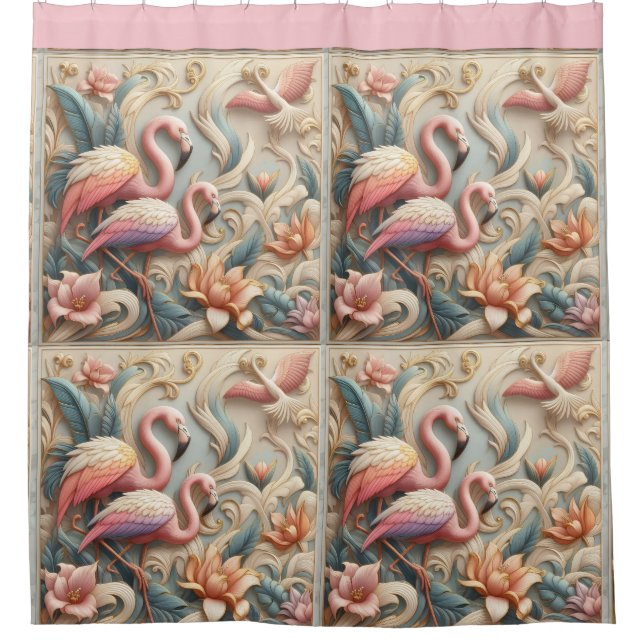 Art Nouveau Pink Flamingos Against Floral Pattern (Front)