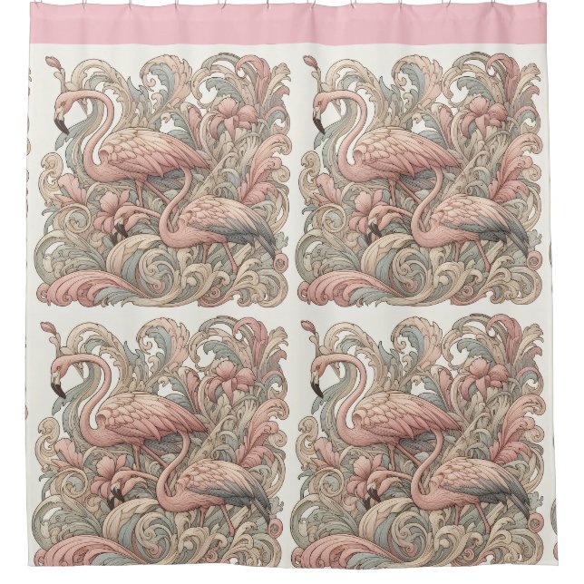 Art Nouveau Pink Flamingos Against Floral Pattern (Front)