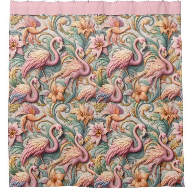 Art Nouveau Pink Flamingos Against Floral Pattern (Front)