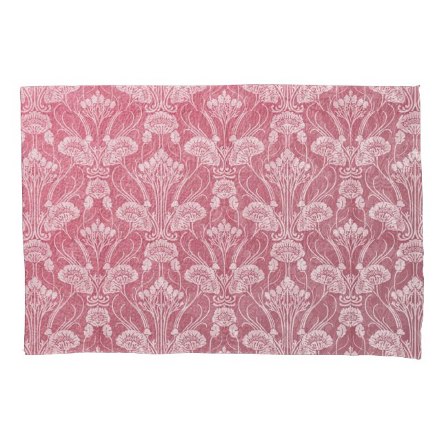 Art nouveau,pink, floral pattern,metallic chic,ele pillowcase (Front)