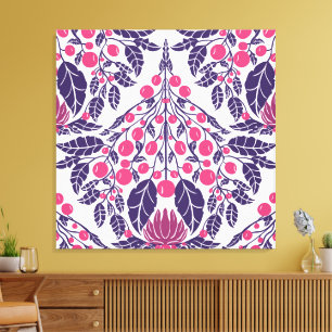 Art Nouveau Pink & Purple–Vintage Floral Scallop Canvas Print