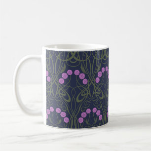 Art Nouveau Pink Roses and Sinuous Stems Coffee Mug