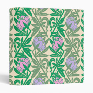 Art Nouveau pink water lilies damask Binder