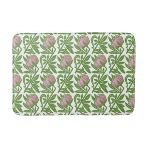 Art Nouveau pink water lilies wallpaper Bath Mat