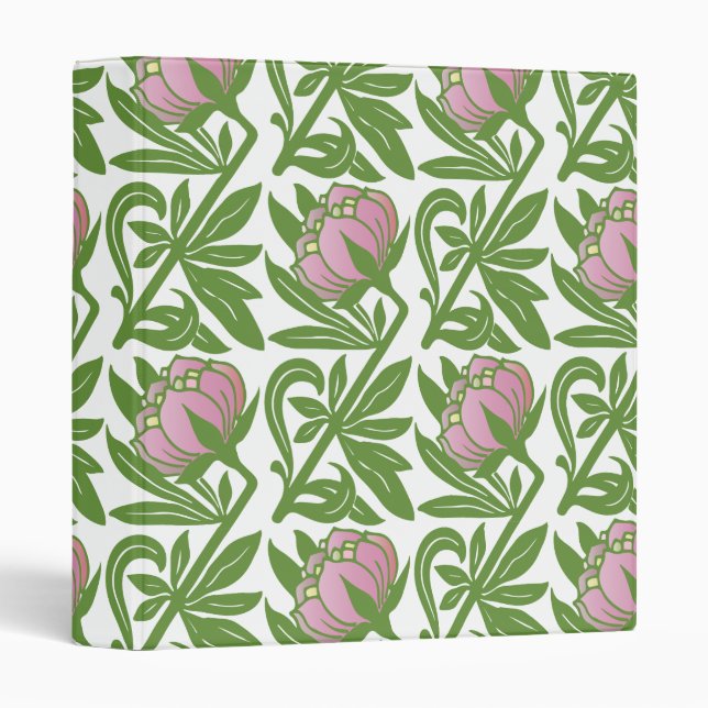Art Nouveau pink water lilies wallpaper Binder (Front/Spine)