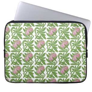Art Nouveau pink water lilies wallpaper Laptop Sleeve