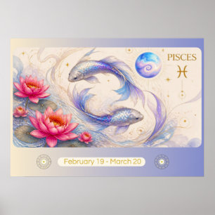 Art Nouveau Pisces Zodiac Wall Art
