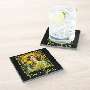Art Nouveau Pisco Sour Glass Coaster