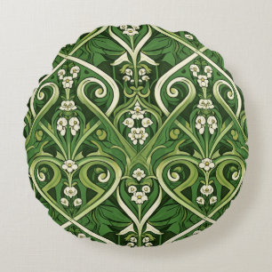 Art nouveau poisonous lily of the valley round pillow