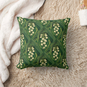Art nouveau poisonous lily of the valley throw pillow
