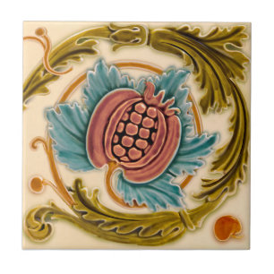 Art Nouveau Pomegranate Faux Relief Antique Repro Tile