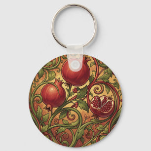 Art Nouveau Pomegranate Ornamental Pattern Keychain