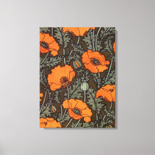 Art Nouveau Poppies Canvas Print