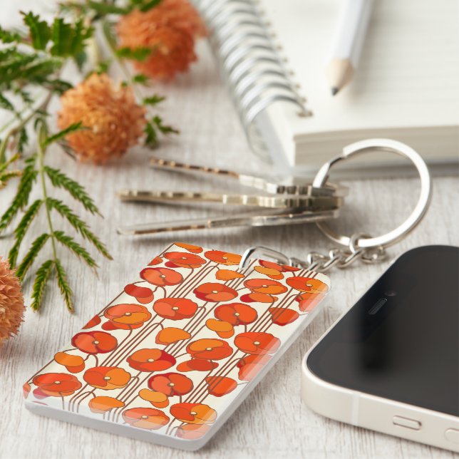 Art Nouveau Poppies Keychain (Front Right)