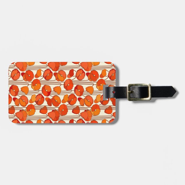 Art Nouveau Poppies Luggage Tag (Front Horizontal)