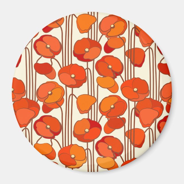 Art Nouveau Poppies Magnet (Front)