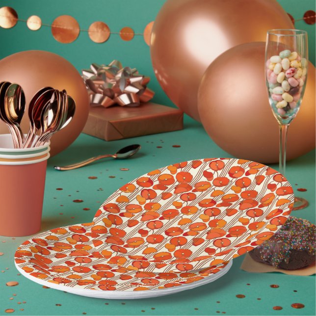 Art Nouveau Poppies Paper Plates (Multi)