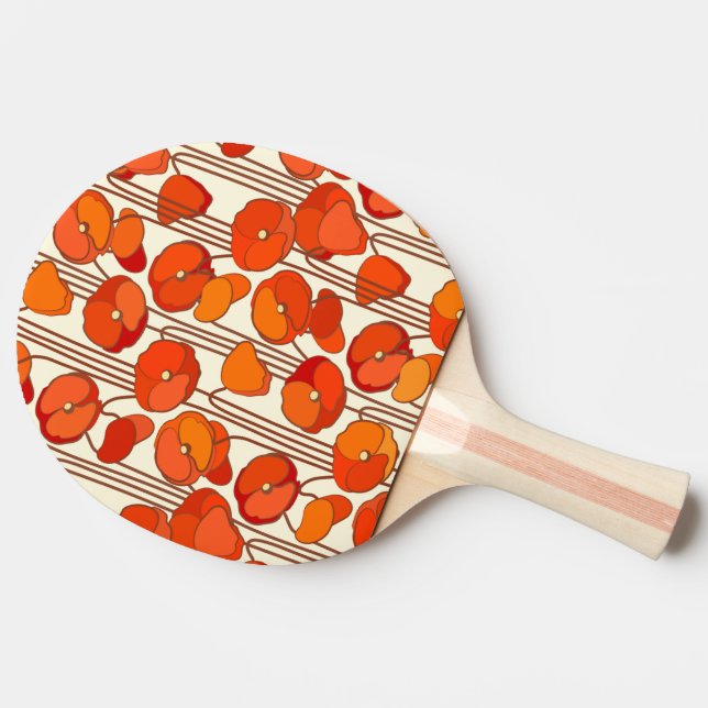 Art Nouveau Poppies Ping Pong Paddle (Back Side)