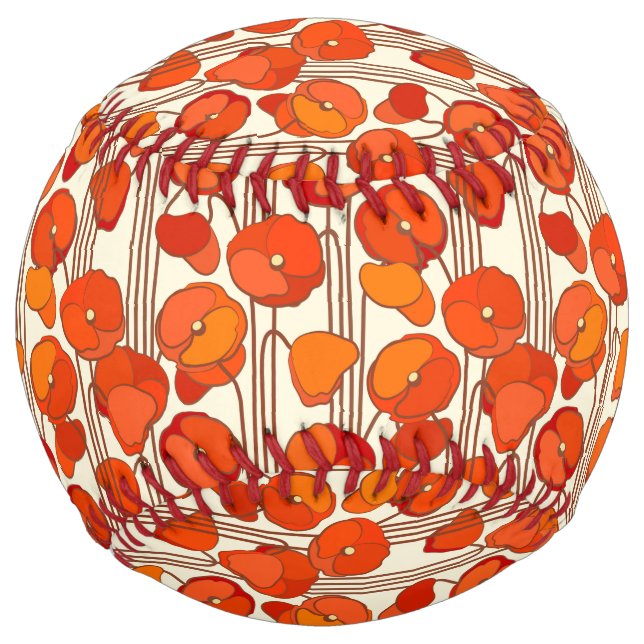Art Nouveau Poppies Softball (Front)